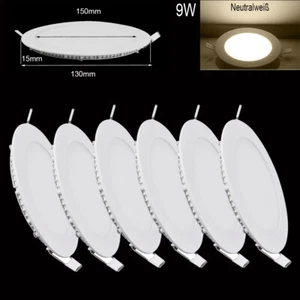 6X 9W Panel LED Foco empotrable Lámpara de techo Lámpara de pared plana Blanco neutro Redondo - Imagen 1 de 10