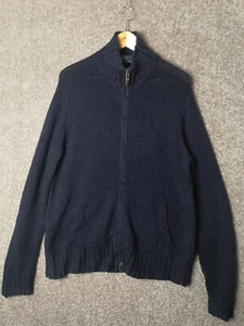 Polo Ralph Lauren marineblauer Strickpullover/Jacke mit durchgehendem Reißverschluss Hanfmischung – Herren Medium - Bild 1 von 10