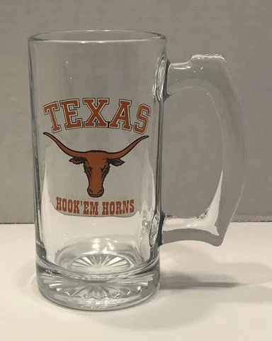 University of Texas “Hook ‘Em Horns” Glass Beer Mug - 12 oz Cover