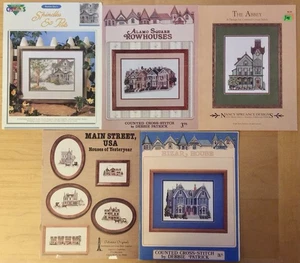 Victorian Houses Cross Stitch Patterns - Lot of 5 - Picture 1 of 6