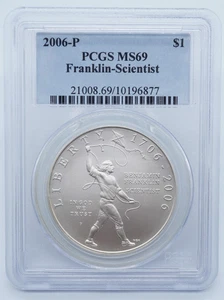 2006 P Franklin Scientist Silver Commemorative $1 Dollar PCGS MS69 - U1654 - Picture 1 of 4