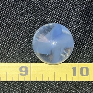 Vintage Antique Marble 24mm .96" Cat Eye Shooter Hybrid Blue White 4 Vane Glass - Picture 1 of 9