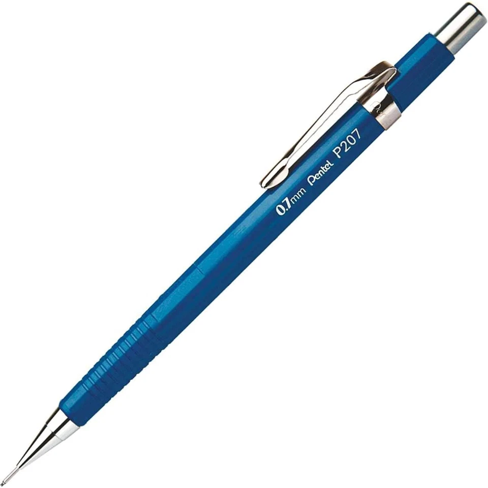 Lápis mecânico Pentel P200 Series 0,7 mm chumbo, 1 pacote de 12 lápis, azul - Imagem 1 de 4