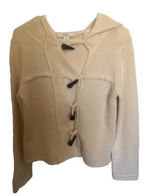 Suéter NEIMAN MARCUS Color Crema Grueso Palanca Frontal Con Capucha 100% Cachemira S Foto 1 de 4