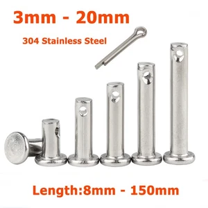 3mm 4mm 5mm 6mm 8mm-20mm Gabelzapfen 304 Edelstahl A2 Scharnierstift Takelzapfen - Picture 1 of 12