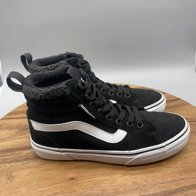 Vans Sk8-Hi MTE Shoes Womens Size 8 Black White Fleece Lined High Top Sneakers - Image 1 of 4