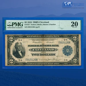 Fr.757 1918 $2 Two Dollars FRBN CLEVELAND "BATTLESHIP", PMG VF 20 #15126 - Picture 1 of 3