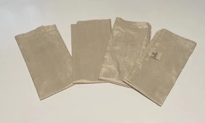 4 Bella Napkins 70% Silk Solid Champagne Color 18.5” X 20” Made In India - Image 1 of 4