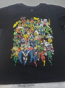 DC Super Heroes Superman Batman Flash Aquaman Camiseta Negra Talla 2XL XXL - Imagen 1 de 2