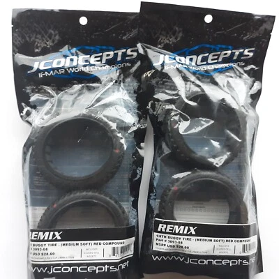 Two pairs of JConcepts - Remix - RC  1/8 Buggy Tires Red Compound - (4) Tires - Image 1 of 4