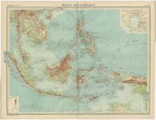 Antique Map of the Malay Archipelago by Bartholomew (1922)