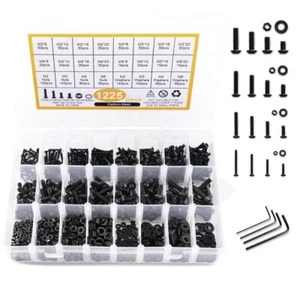 Set assortimento dadi viti a testa cilindrica 1225 pezzi M2 M3 M4 M5 esagono interno - Foto 1 di 12