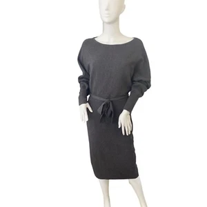 HEM & THREAD WOMEN'S GRAY RIBBED KNIT MIDI DRESS SZ S - Picture 1 of 6
