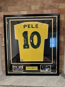 PELE SIGNED BRAZIL FRAMED SHIRT | PSA AUTHENTICATED | FIFA LICENSED COLLECTION - Picture 1 of 8