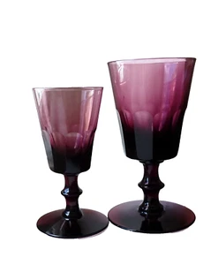 Amethyst Glas Likör Gläser Antik Qualität geschliffenes Glas Handarbeit Knauf Stufe x 2 - Bild 1 von 13