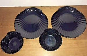 Coquillage 2 Teller 2 Schüsseln Arcoroc schwarz Glas - Bild 1 von 2