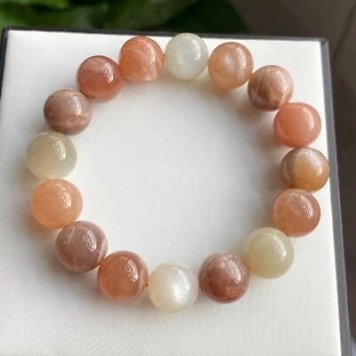 Pulsera de cuentas de cristal de luz fuerte piedra solar piedra lunar color natural 12,5 mm 1134 Foto 1 de 4