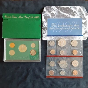 1997 U.S Mint Proof Set AND 1997 Uncirculated U.S Mint Coin set! Nice sets!! - Picture 1 of 1