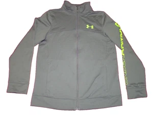 Under Armour Boys Size YMD Gray Neon Mock Zip Track Jacket - Picture 1 of 7
