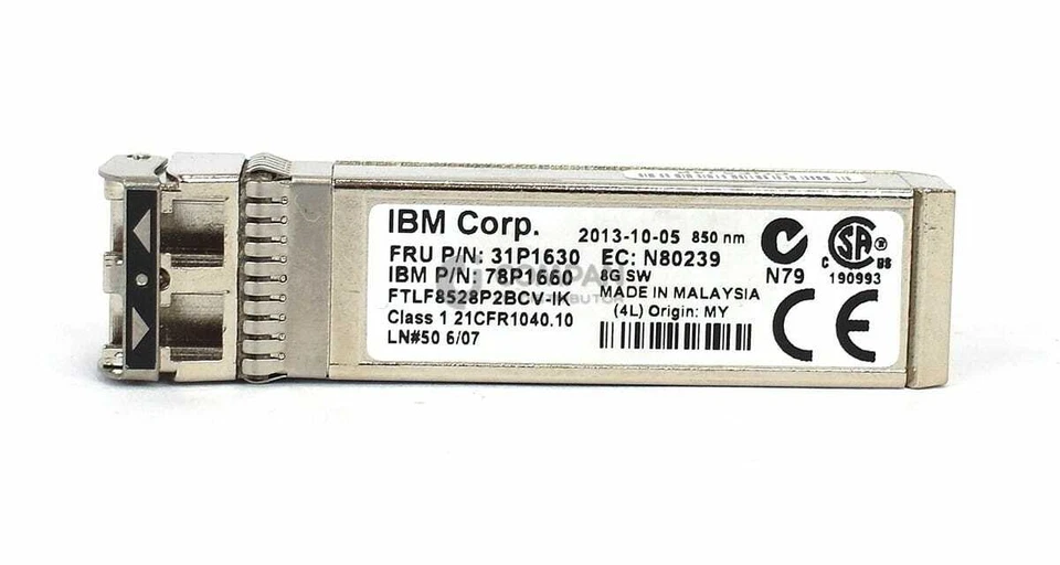 31P1630 IBM 8GB SFP+ SW FC 850NM OPTICAL TRANSCEIVER - Image 1 of 1