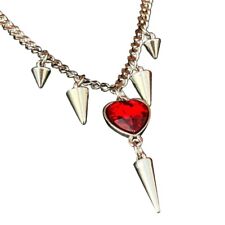 Korean Sweet Cool Heart Crystal Pendant Necklace for Women Girls Fashion
