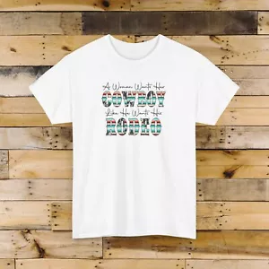 A Woman Wants A Cowboy Rodeo Western Tee Women's Graphic Shirt Saying - Picture 1 of 17