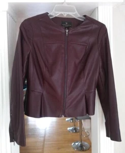 Worthington Petite Size 4P Faux Leather Short Jacket Burgundy Brown - Picture 1 of 8
