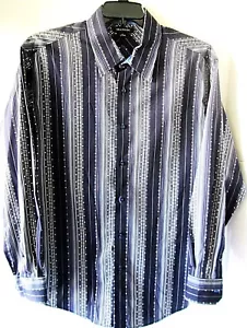 BRANDINI MEN'S PRINTED STRIPED BUTTON DOWN DRESS SHIRT SIZE XLARGE 100% COTTON - Picture 1 of 1