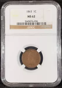 1863 Indian Head Cent NGC MS62 2645076-036 Exquisite Coin Rare - Picture 1 of 10