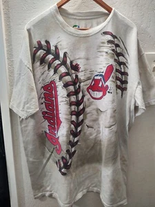 Vintage Cleveland Indians T-shirt Liquid Blue Brand Size XXL - Picture 1 of 4