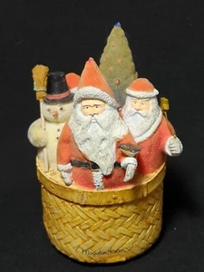 Hallmark Marjolein Bastin Caja Musical Navidad Flocado Papá Noel Muñeco de Nieve Árbol 5" - Imagen 1 de 5