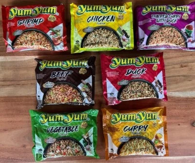 10x Yum Yum Chicken Instant Nudeln Huhn Ente Rind Rot Curry  Shrimp Nudelsuppe - Bild 1 von 3
