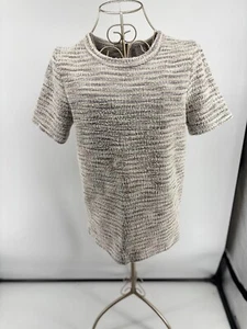 Anthropologie Tweed gestreiftes Metallic Kurzarm Oberteil Damengröße Small - Bild 1 von 10