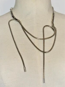 Signed MICHAEL KORS Silvertone Sliding Rings Heavy Chain Adjustable Necklace - Picture 1 of 3