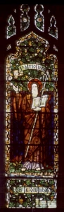 J Powell & Sons London Gothic Stained Glass Church Window St Columba PATRIOTISM - Picture 1 of 5