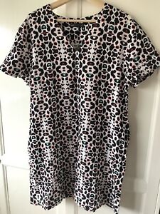 Used size 14 M&S Collection linen mix summer dress multicoloured, animal print
