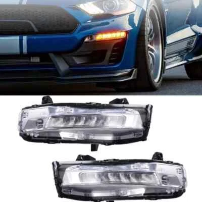Pair Front Fog Light For Ford Mustang 2018-2023 LED DRL Turn Signal Lamp Set - Image 1 of 4