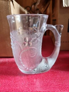 6 X Heavy Glass Embossed Frosted 1970s Horn Handled Beer Glasses. - Picture 1 of 5