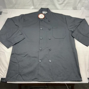 Abrigo de Chef Happy Chef Negro Manga 3/4 Estilo #403 - Talla Mediana - Nuevo con etiquetas - Imagen 1 de 7
