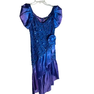 Vintage Purple Ombre Lace Sequin Gown Saloon Madame Costume Size 11/12 LA Glow - Picture 1 of 8