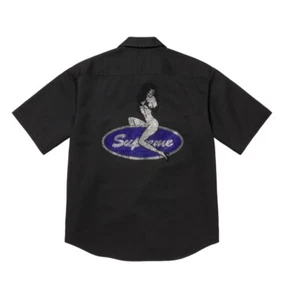 Supreme Rhinestone Pin Up S/S Work Shirt Black Large SS25 CONFIRMED ORDER - Imagen 1 de 4