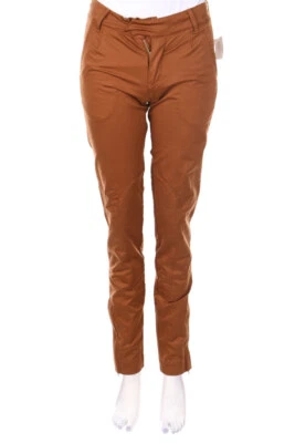 TWINSET SIMONA BARBIERI Pantalone Chino Logo Patch XS Cioccolato Come Nuovo - Immagine 1 di 4