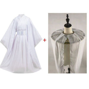 TGCF Tian Guan Ci Fu Xie Lian Cos Costume Bamboo Hat White Hanfu Dress Outfit