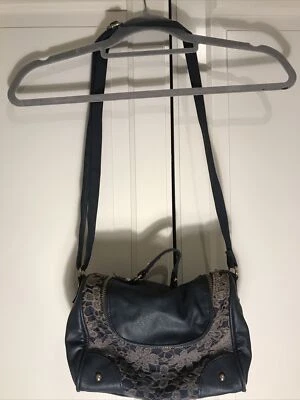 Cute Navy New Look Small Bag With Crotchet Detail, Zip & Adjustable Strap - Image 1 of 4