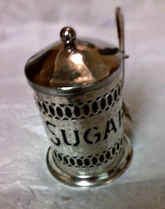 Silver Sugar Cannister with attached Spoon - Picture 1 of 6