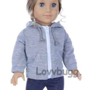 Felpa con cappuccio grigia lavorata a maglia per bambina americana 18 bambina bambino COMPONENTI AGGIUNTIVI FREESHIP! LOVVBUGG! - Foto 1 di 12