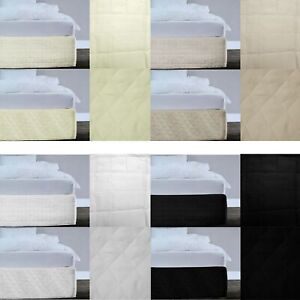 4 Color Choice Microfiber Quilted Bedskirt / Valance 33cm Drop - QUEEN