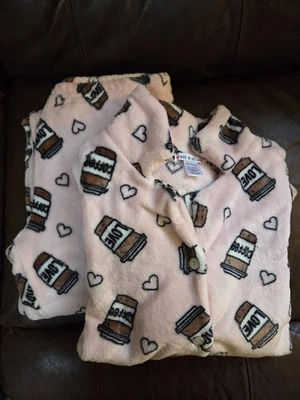 Em & Alfie Pink Coffee Love Long Sleeve Pajama Set Women's Large - Image 1 of 4