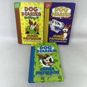 DOG DIARIES James Patterson Book Set of 3 Hardcover Ruffing It Dinosaur Disaster - Imagen 1 de 5