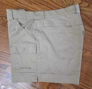Sportif USA Original Shorts Cargo Mens Size 36 Khaki Logo Zip Pockets Hiking New - Picture 1 of 5